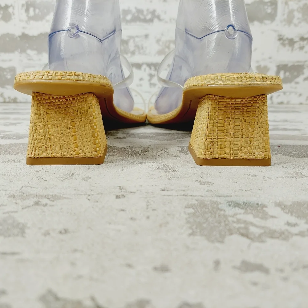 NEW Dolce Vita Cream Clear Strap Open Toe Slip On Low Heel Sandals V383 - Picture 6 of 12